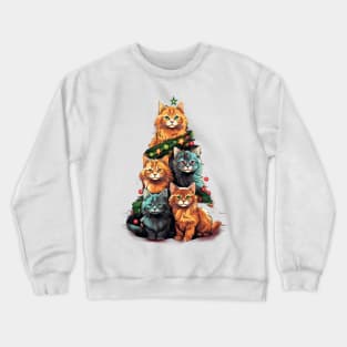 Cat Christmas Tree Crewneck Sweatshirt